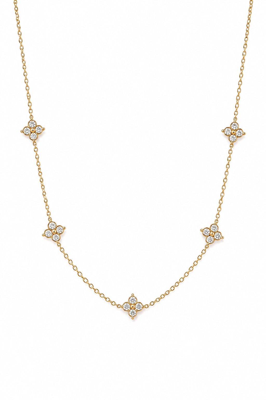 Collier Jasmine doré à motifs floraux sertis — Saeya Jewels