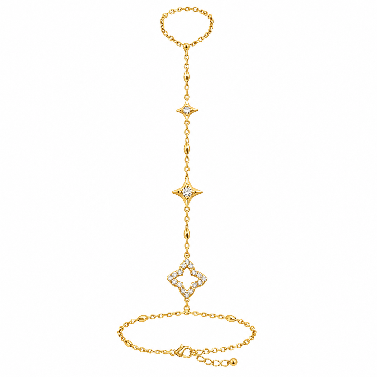 Chaîne de main Rita dorée avec motifs étoilés – vue catalogue